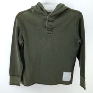 Aeropostale Boys P.S. Army Green Thermal Hoodie 100% Cotton Raw Hem Cuffs L 12